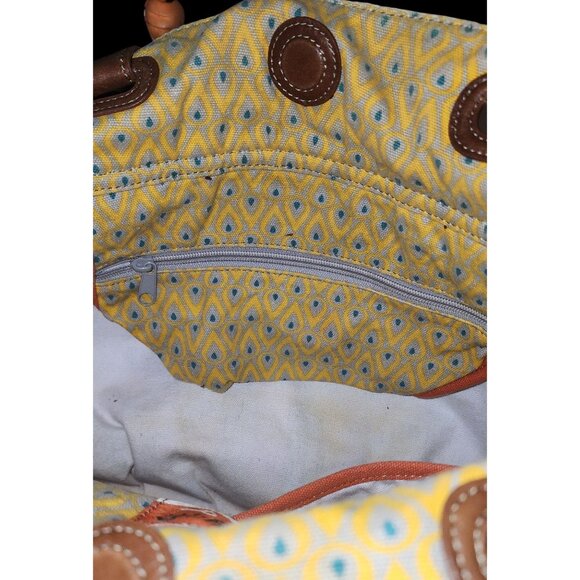 Fossil Coated Canvas Key-Per Bird Shoulder Bag Brown Canvas Handles W/Fossil Key - Picture 5 of 12